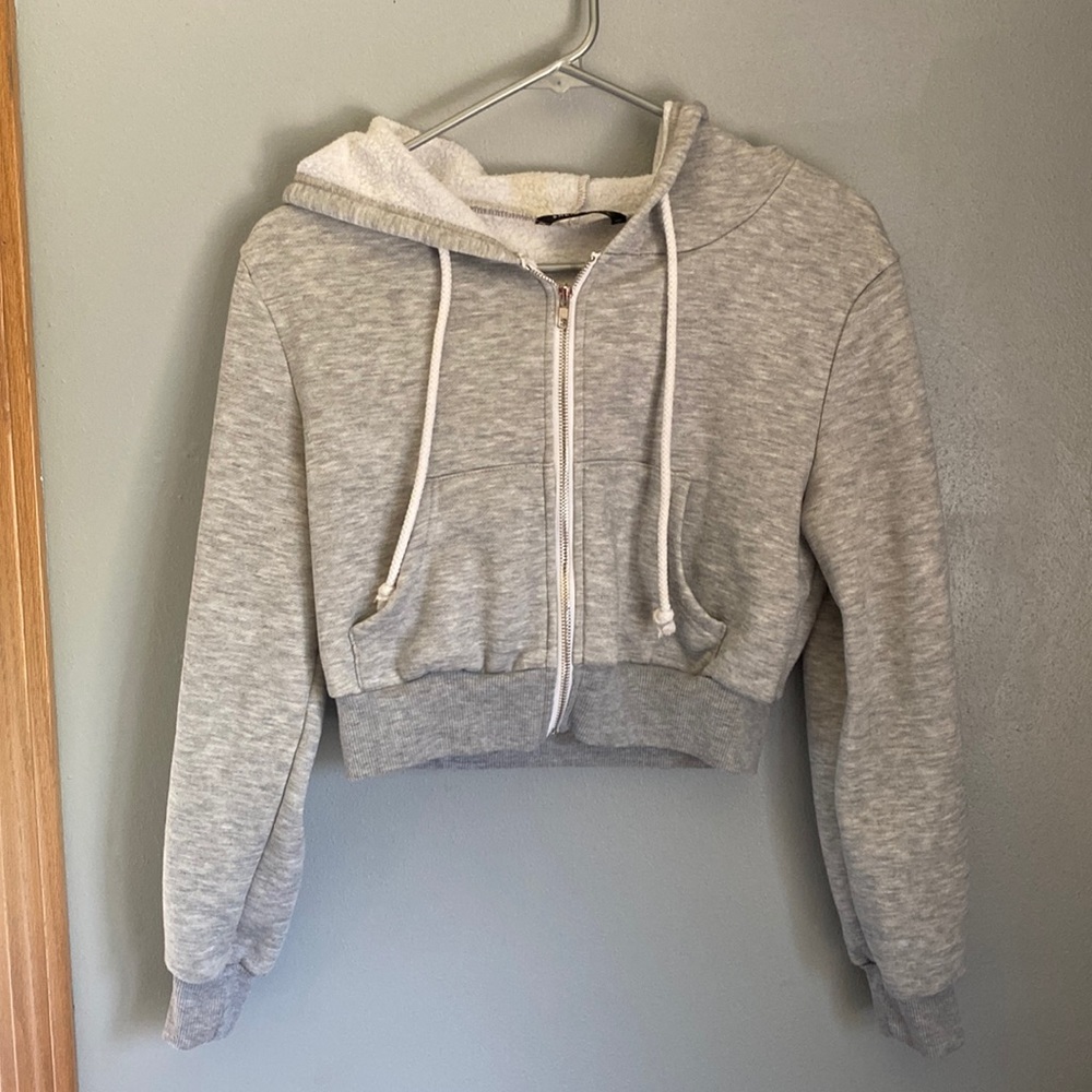 SHEIN cropped grey hoodie